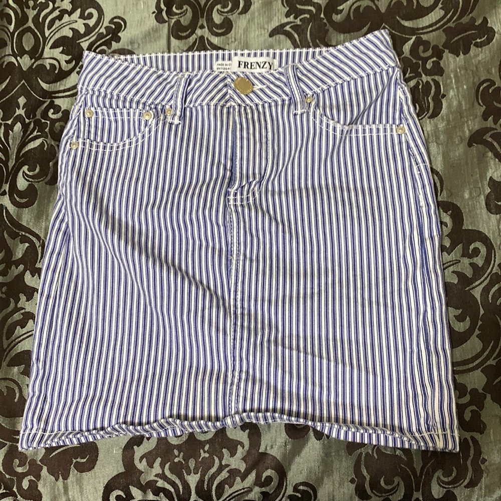 Blue striped miniskirt